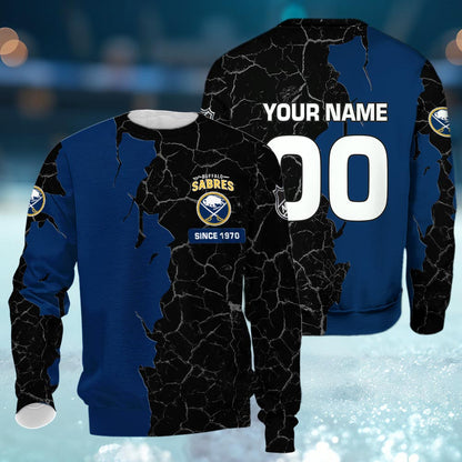Buffalo Sabres 3d Cracked Design Personalized Apparel