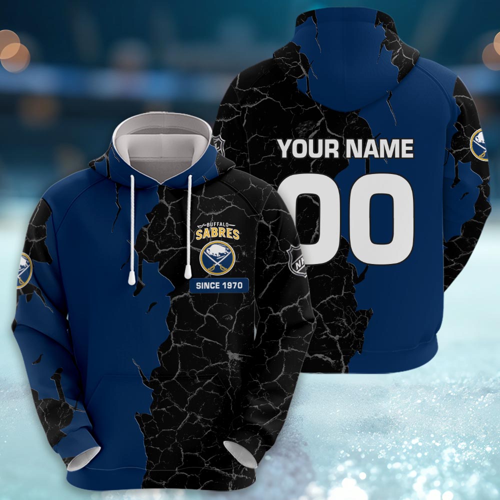 Buffalo Sabres 3d Cracked Design Personalized Apparel