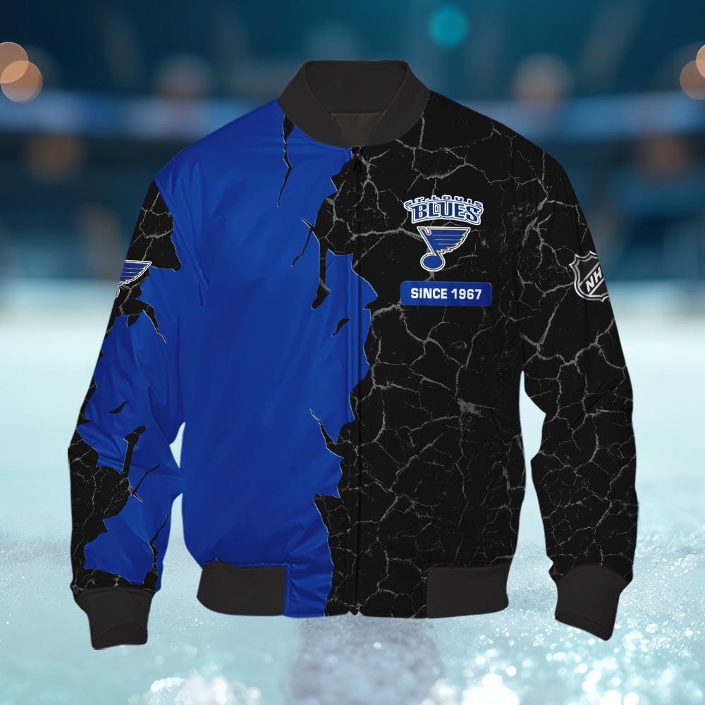 St Louis Blues 3d Cracked Design Personalized Apparel