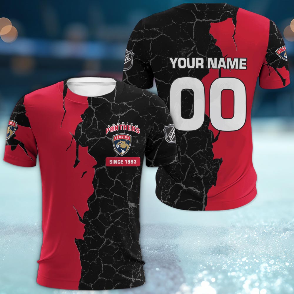 Florida Panthers 3d Cracked Design Personalized Apparel