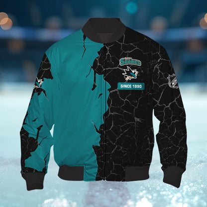 San Jose Sharks 3d Cracked Design Personalized Apparel