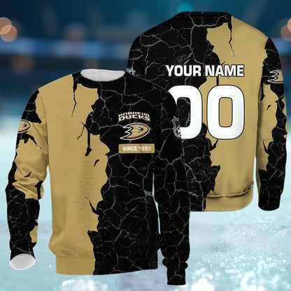 Anaheim Ducks 3d Cracked Design Personalized Apparel