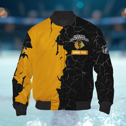 Chicago Blackhawks 3d Cracked Design Personalized Apparel