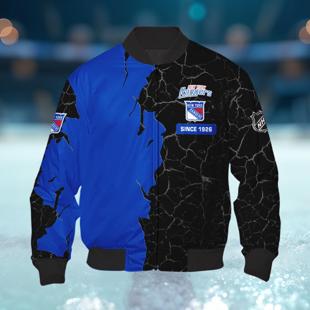 New York Rangers 3d Cracked Design Personalized Apparel
