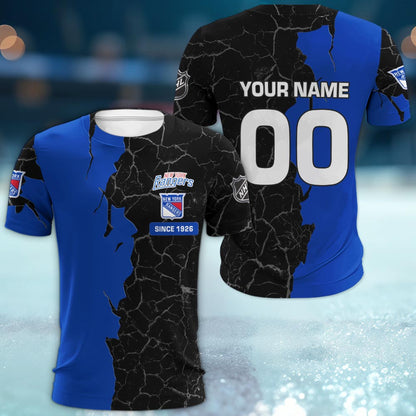 New York Rangers 3d Cracked Design Personalized Apparel