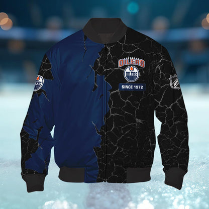 Edmonton Oilers 3d Cracked Design Personalized Apparel