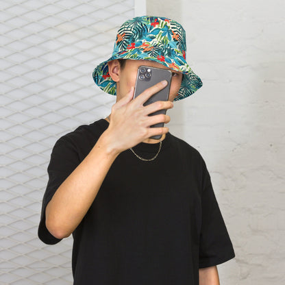 Tropical Plant Reversible Bucket Hat — Vacation Bachelor Party Sun Hat