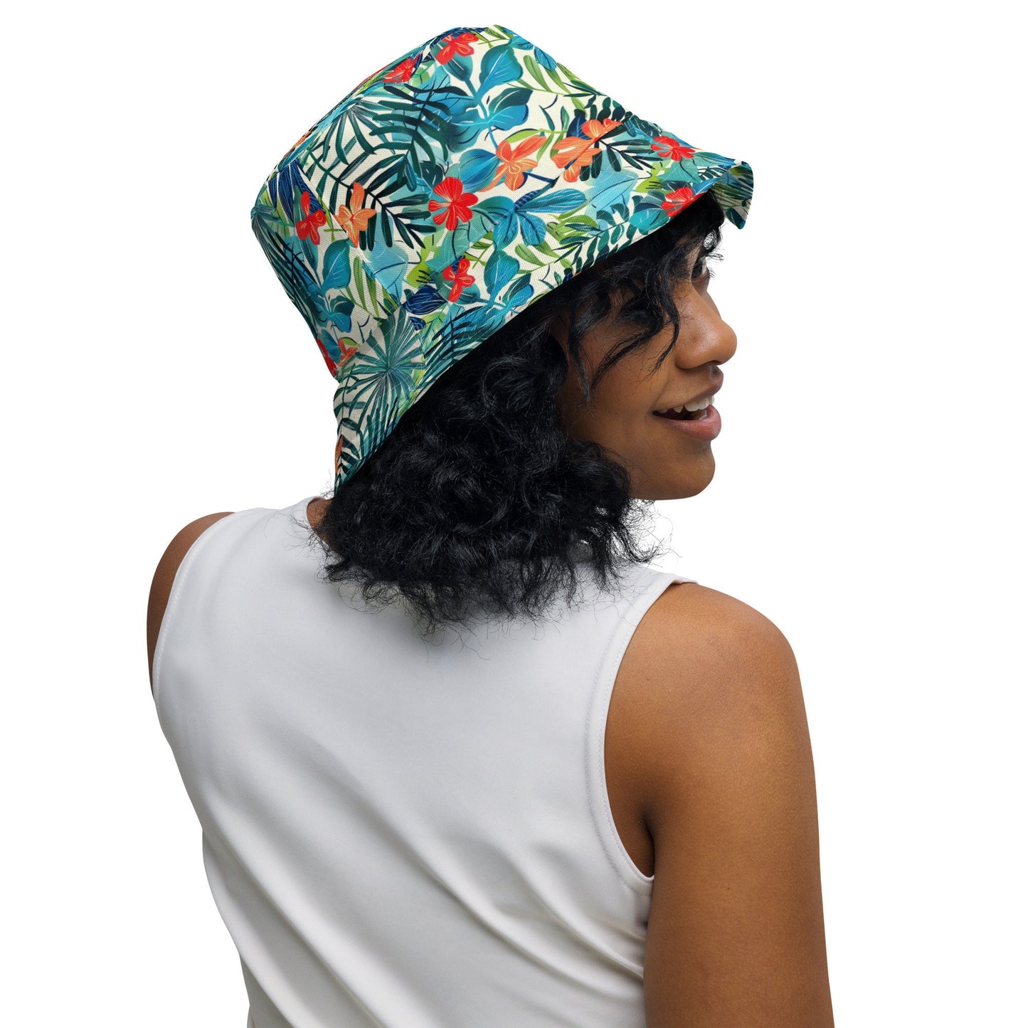 Tropical Plant Reversible Bucket Hat — Vacation Bachelor Party Sun Hat