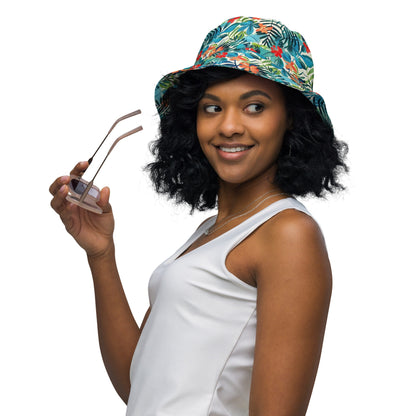 Tropical Plant Reversible Bucket Hat — Vacation Bachelor Party Sun Hat