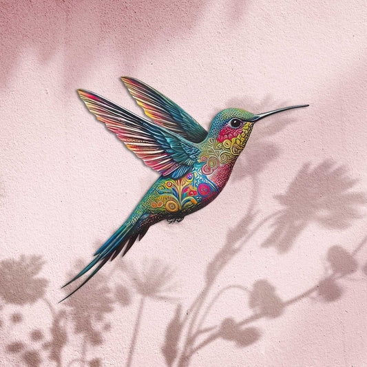 Colorful Hummingbird Metal Wall Art – Boho Garden Decor, Gift For Hummingbird Lovers