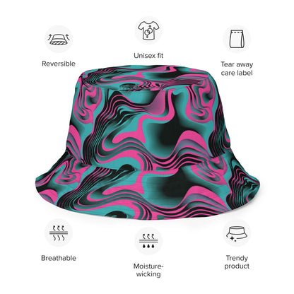 Abstract Swirl Reversible Bucket Hat — Colorful Festival Unisex Sun Hat