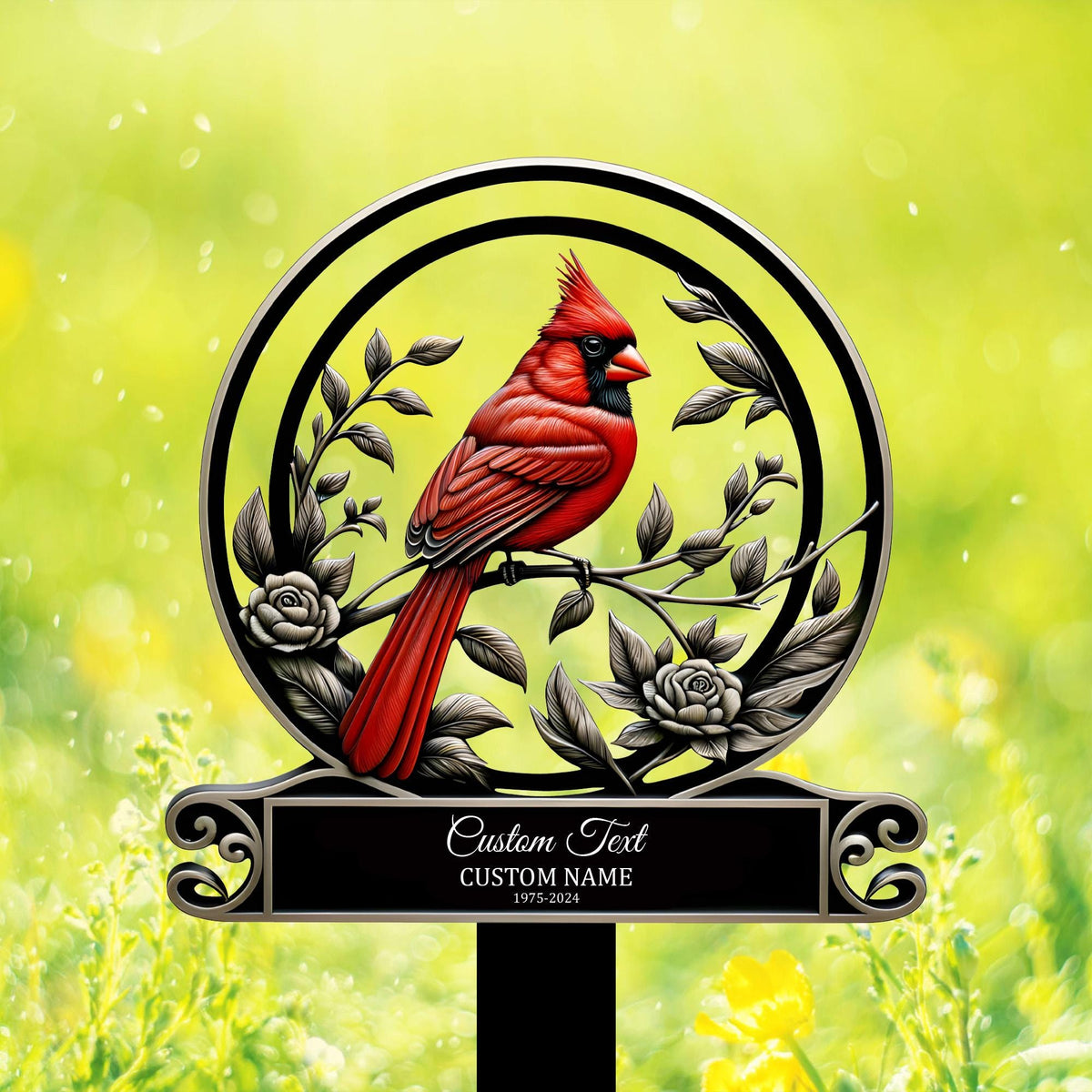 Personalized Cardinal Memorial Garden Stake – Custom Name & Date Grave Marker, Remembrance Gift For Loss Of Loved One