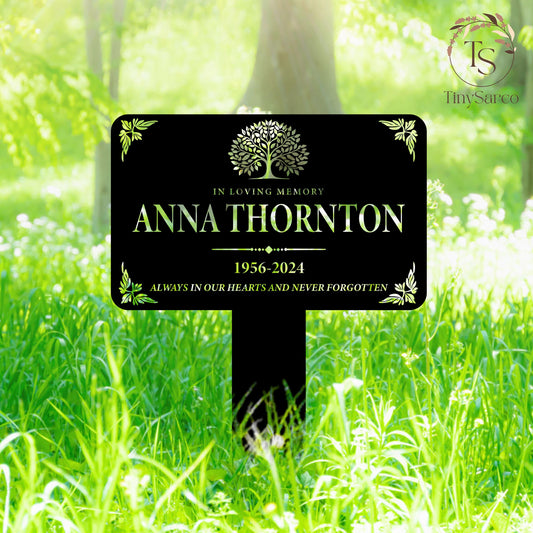 Personalized Memorial Tree Sign Stake – Custom Name & Date Grave Marker, Sympathy Gift For Loss Of Loved One