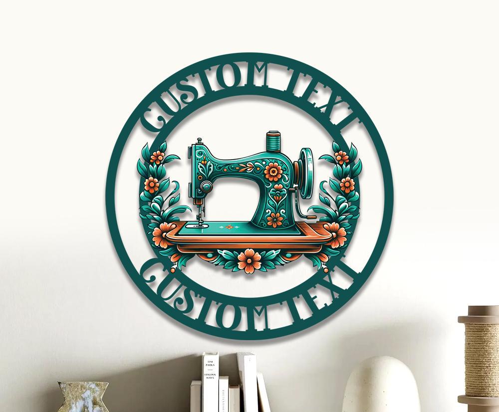 Personalized Sewing Room Metal Sign – Custom Name Sewing Machine Decor, Gift For Quilter