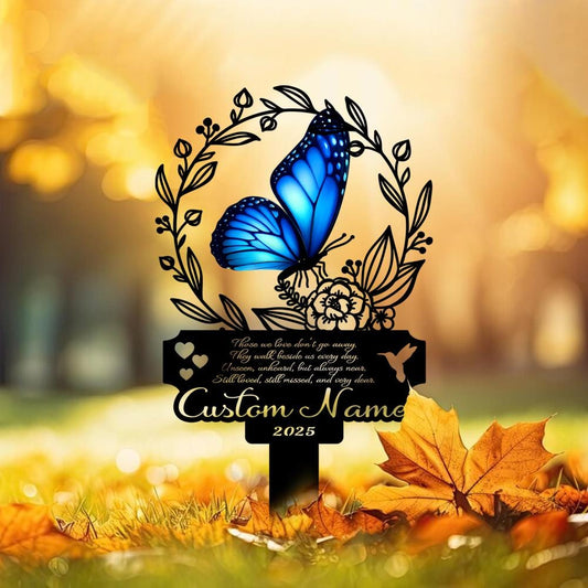 Personalized Butterfly Memorial Garden Stake – Custom Name Remembrance Grave Marker, Sympathy Gift For Loss Of Loved One
