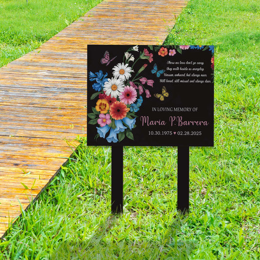 Personalized Memorial Garden Sign – Custom Name & Date Floral Sympathy Stake, Remembrance Gift For Loss Of Loved One