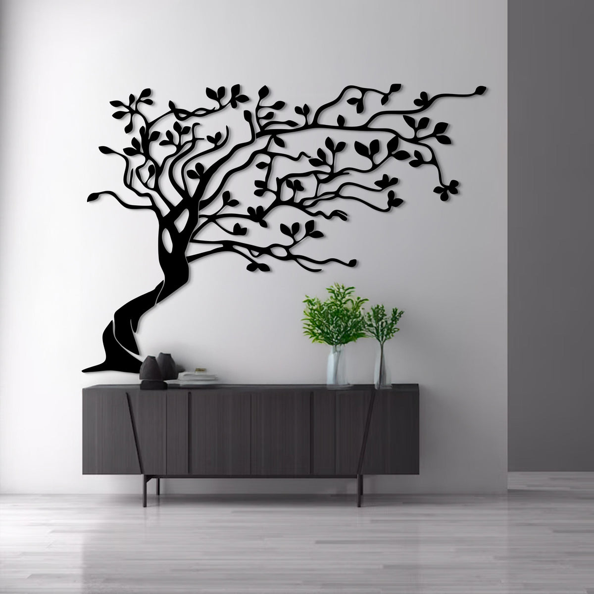Large Metal Tree Wall Art — Oversized Nature Sculpture, Modern Metal Hanging Decor With 3d Floating Effect For Living Room & Bedroom