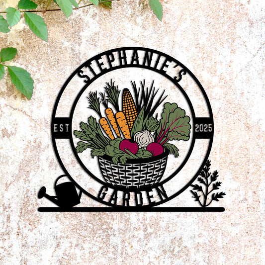 Personalized Vegetable Garden Name Sign – Custom Metal Decor, Gift For Gardener Or Homegrown Veggie Lover
