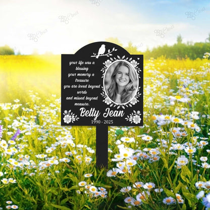 Personalized Photo Memorial Grave Marker – Custom Name Sympathy Plaque, Gift For Loss Of Loved One
