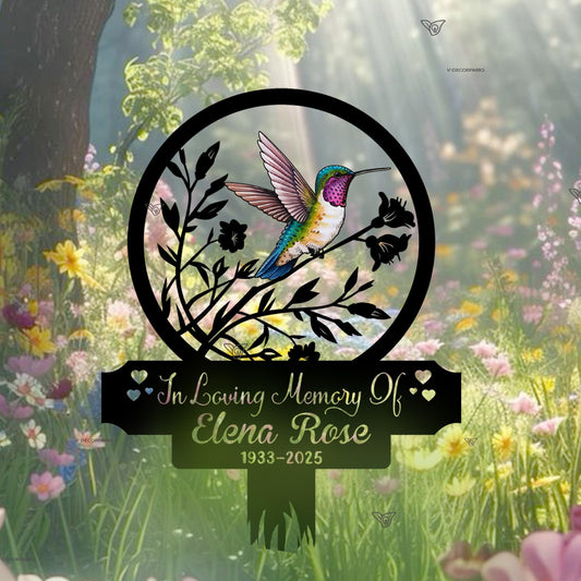 Personalized Hummingbird Memorial Garden Stake – Custom Name Sympathy Sign, Gift For Loss Of A Loved One