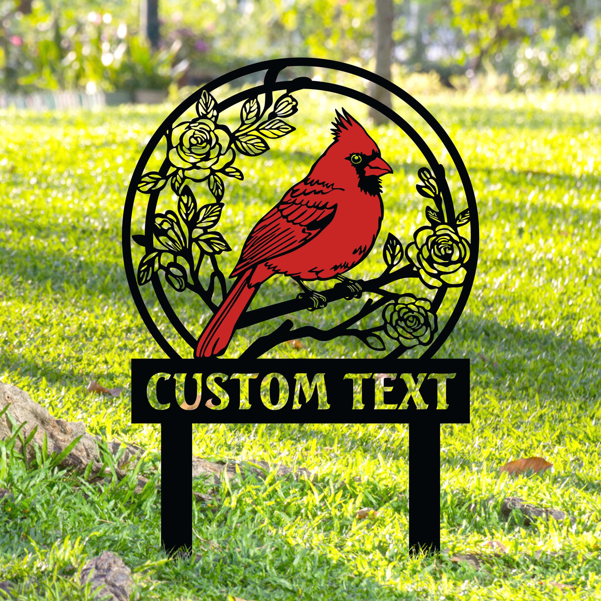 Personalized Cardinal Garden Sign With Stakes – Custom Name Bird Memorial Decor, Gift For Mom