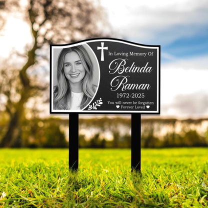 Personalized Photo Memorial Grave Marker – Custom Name & Photo Cemetery Plaque, Sympathy Gift For Loss Of A Loved One
