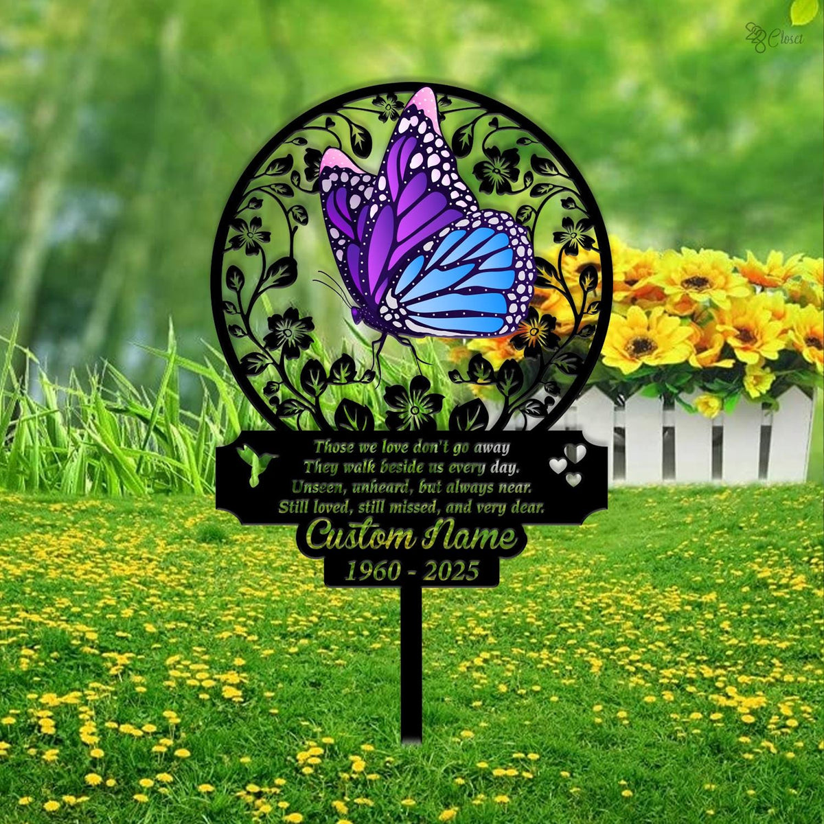 Personalized Butterfly Memorial Garden Stake – Custom Name Grave Marker, Sympathy Gift For Loss Of Loved One