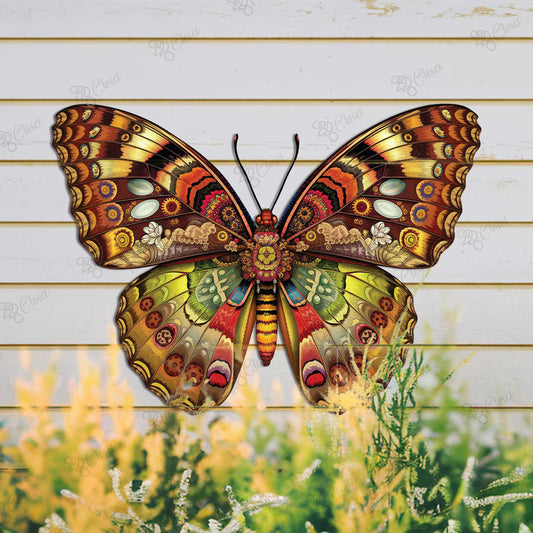 Colorful Butterfly Metal Wall Art – Ornate Boho Wing Garden Decor, Gift For Fence Patio Or Outdoor Wall
