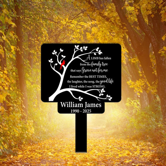 Personalized Tree Of Life Memorial Stake With Cardinal – Custom Name And Date Sign, Sympathy Gift