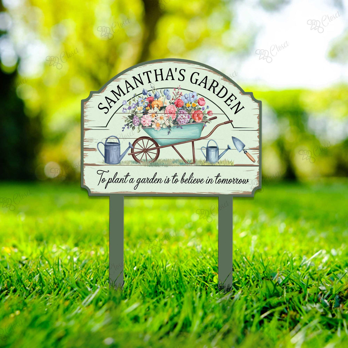 Personalized Garden Name Sign – Custom Name Floral Yard Stake, Gift For Gardener