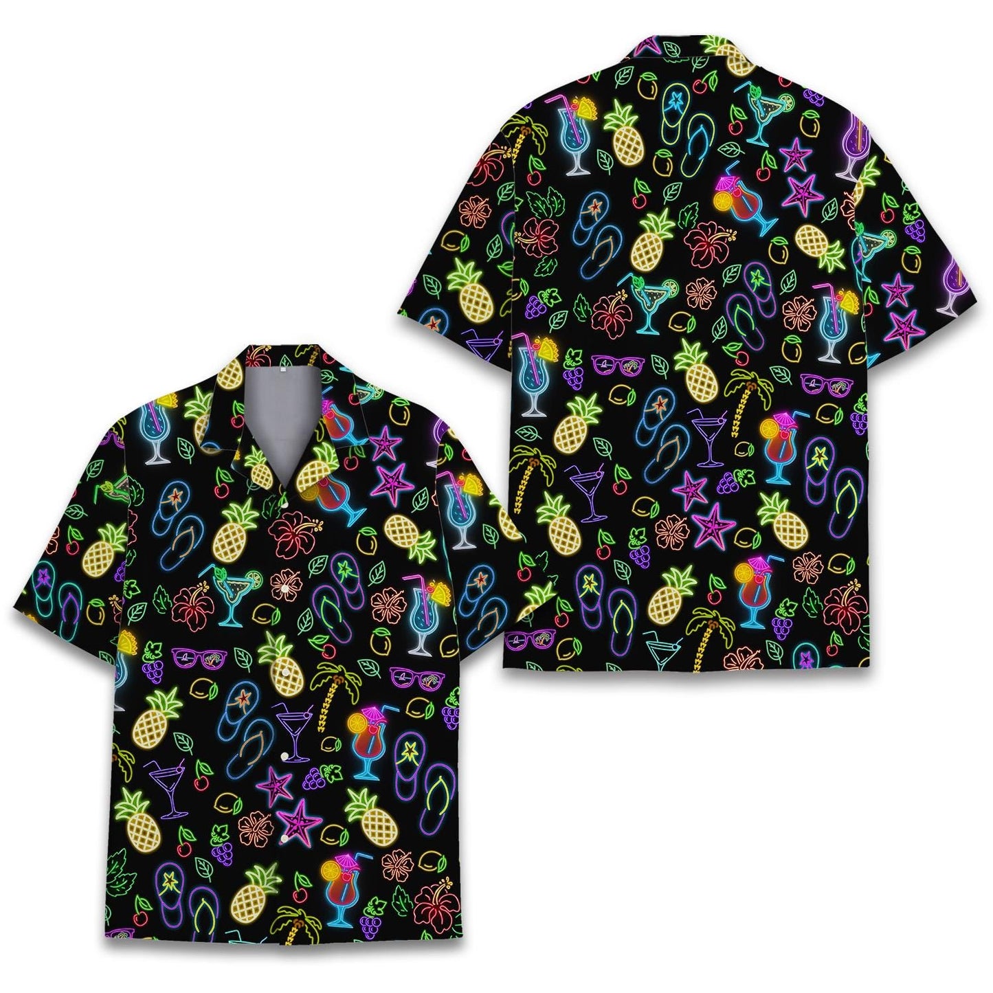 Neon Tropical Fruit Hawaiian Shirt — Flip Flop Aloha Button-Down