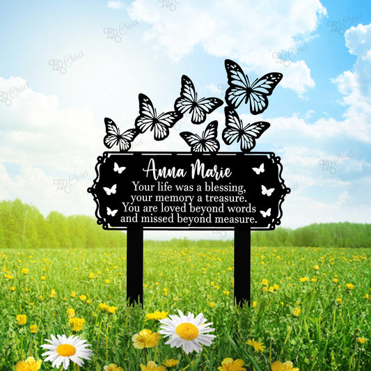 Personalized Butterfly Memorial Garden Sign – Custom Name Sympathy Stake, Gift For Loss Of Loved One