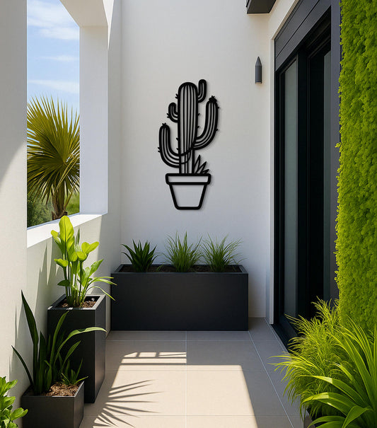 Oversized Metal Cactus Wall Art, Boho Desert Plant Decor, 3d Steel Cactus Sculpture For Living Room, Bedroom Or Outdoor Wall Accent Gift