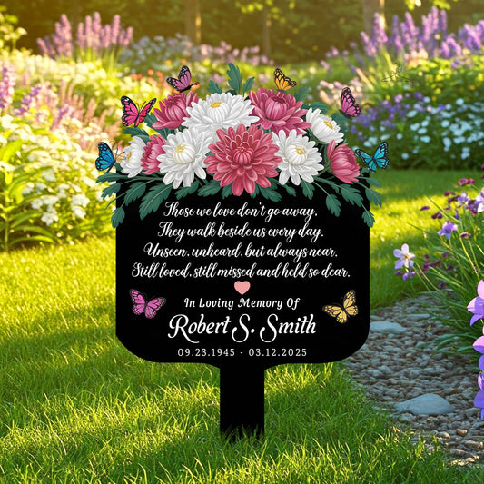 Personalized Floral Butterfly Memorial Garden Plaque – Custom Name & Date Metal Sign, Sympathy Gift For Loss Of Loved One