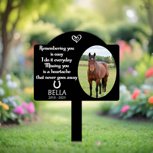 Personalized Horse Memorial Stake – Custom Name & Photo Sympathy Sign, Gift For Horse Lover