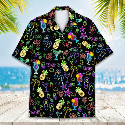 Neon Tropical Fruit Hawaiian Shirt — Flip Flop Aloha Button-Down