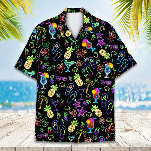 Neon Tropical Fruit Hawaiian Shirt — Flip Flop Aloha Button-Down