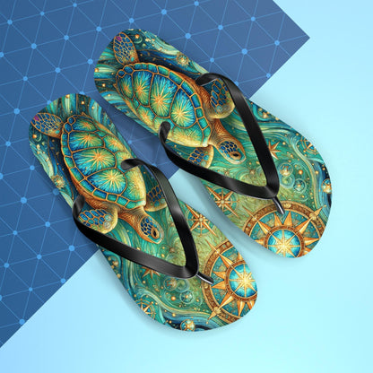 Sea Turtle Flip Flops — Tropical Beachy Ocean Lover Sandals