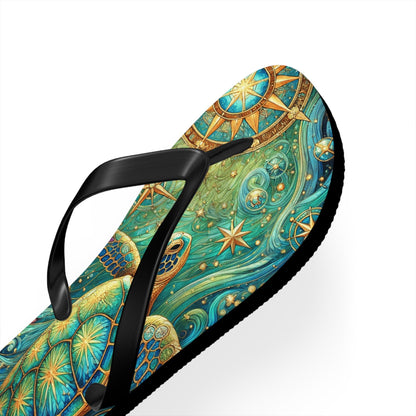Sea Turtle Flip Flops — Tropical Beachy Ocean Lover Sandals