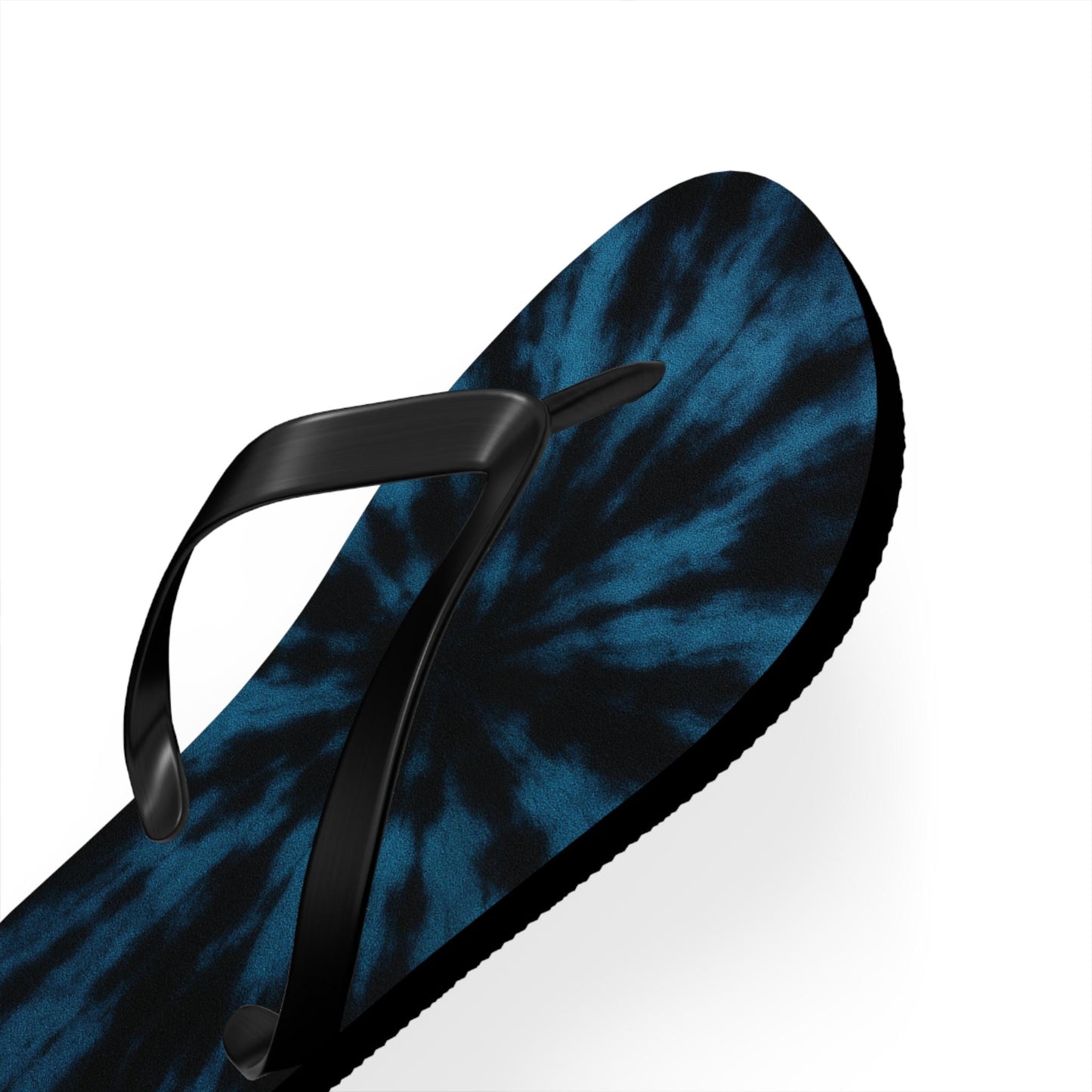 Blue Black Tie Dye Flip Flops — Boho Spiral Beach Sandals