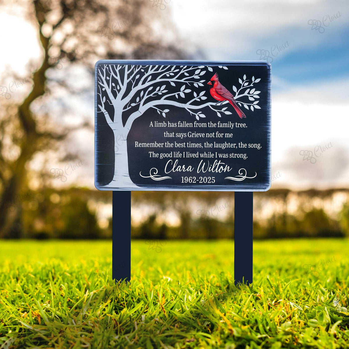 Personalized Cardinal Memorial Garden Stake – Custom Name Sympathy Sign, Gift For Loss Of Loved One