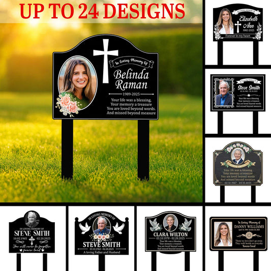 Personalized Memorial Photo Plaque – Custom Photo Grave Marker Sign, Funeral Sympathy Gift For Loss Of Loved One