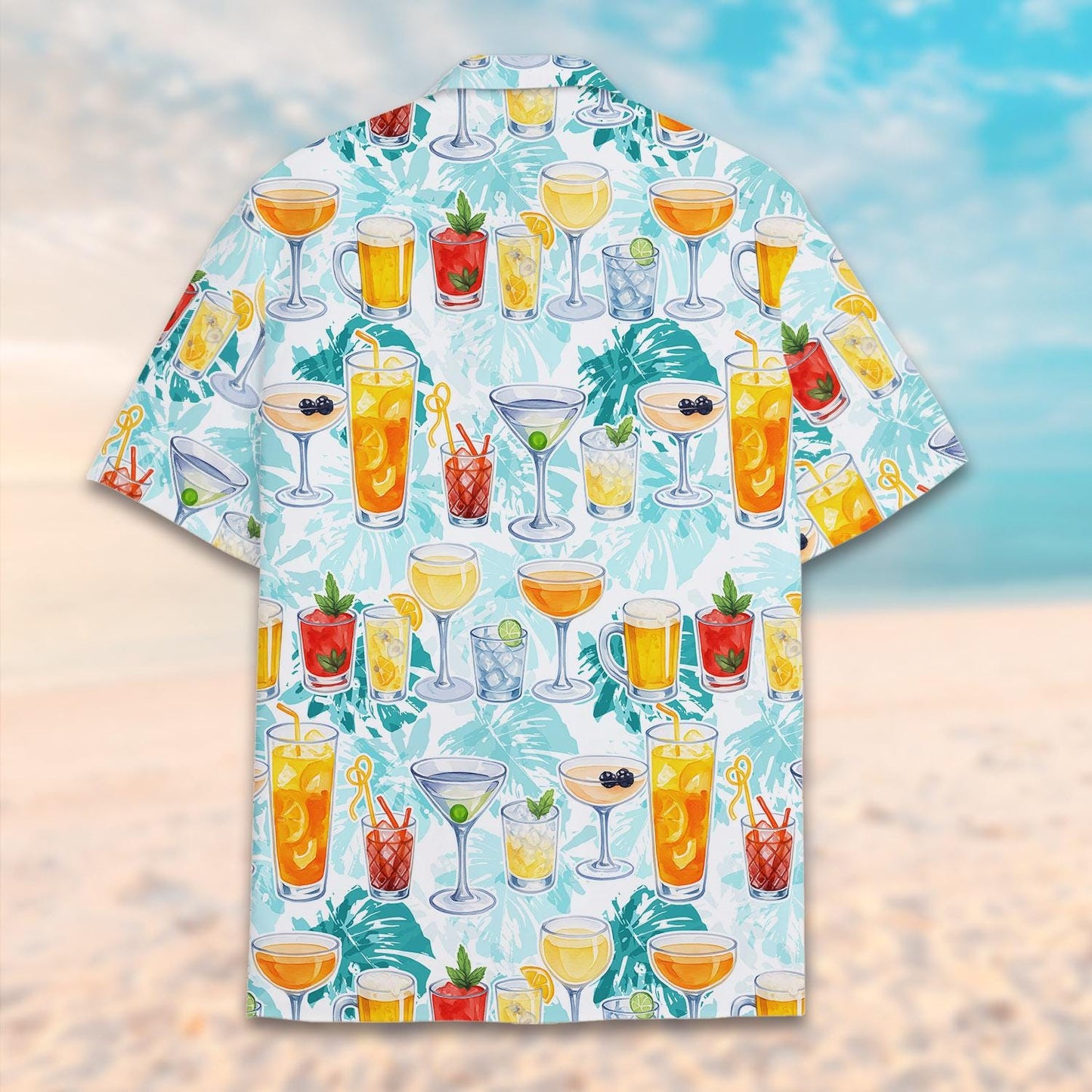 Tropical Cocktail Hawaiian Shirt — Funny Drinks Print Aloha Button-Down