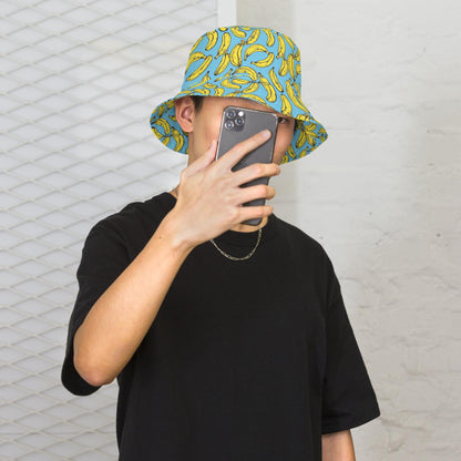 Banana Print Reversible Bucket Hat — Festival Summer Sun Hat