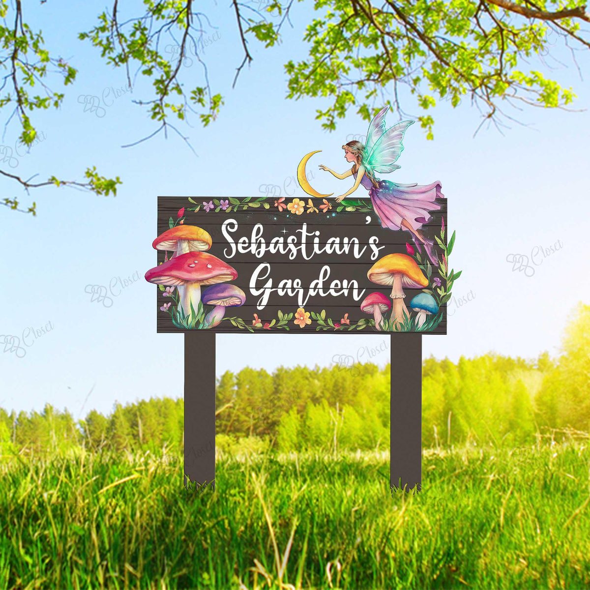 Personalized Fairy Garden Sign – Custom Name Mushroom Wall Plaque, Gift For Gardener