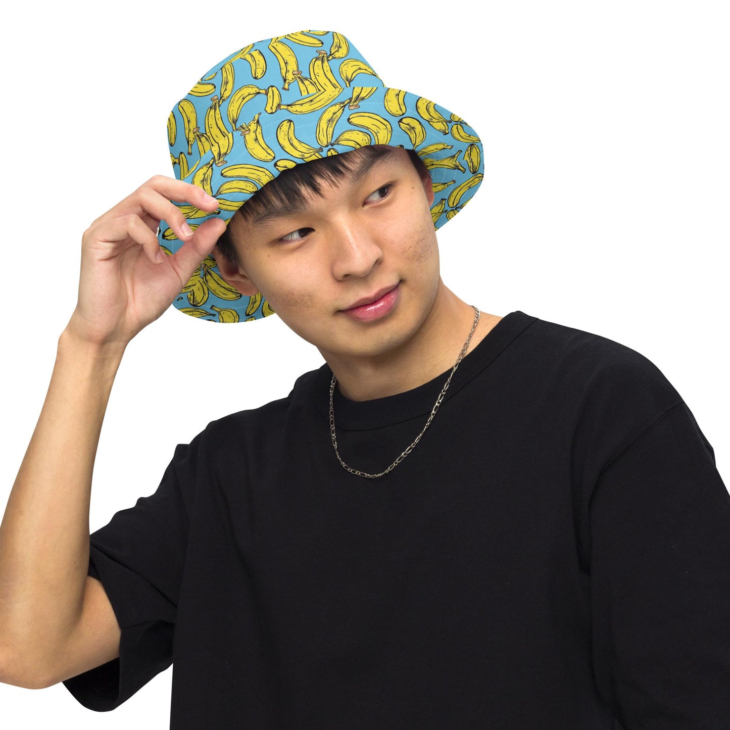 Banana Print Reversible Bucket Hat — Festival Summer Sun Hat