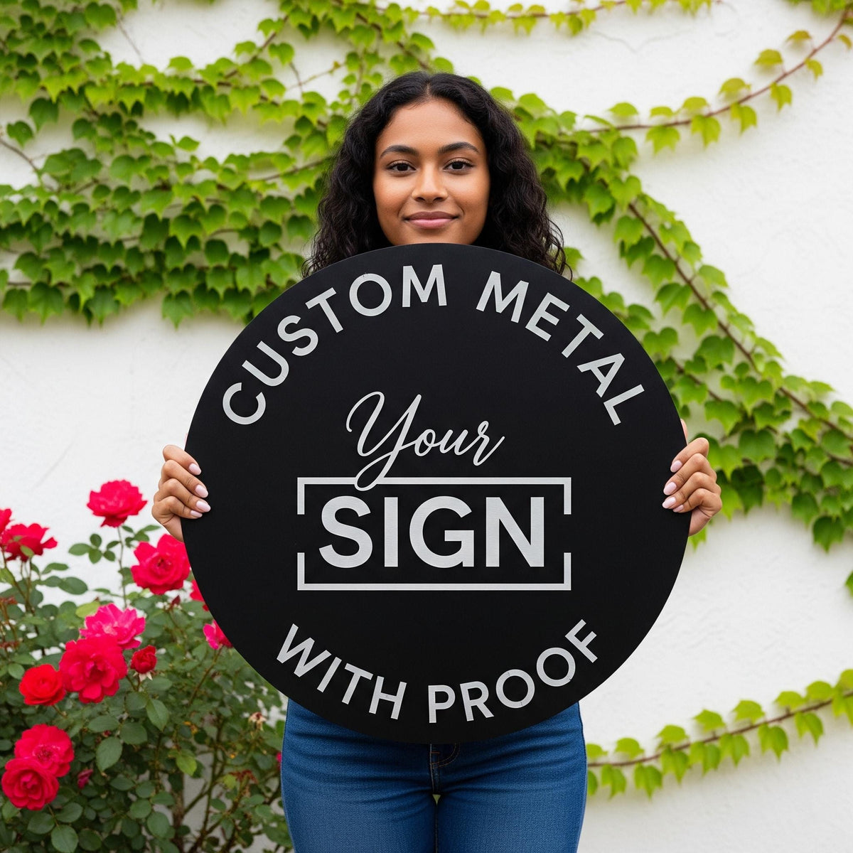 Custom Round Metal Sign – Personalized Design Your Own Wall Decor, Gift For Business Owner