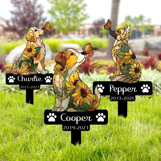 Personalized Dog Memorial Garden Stake – Custom Name Sunflower Pet Sympathy Sign, Gift For Pet Loss