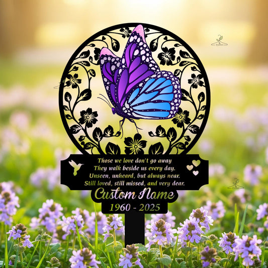 Personalized Butterfly Memorial Garden Plaque – Custom Name Remembrance Poem Stake, Sympathy Gift For Loss Of Loved One