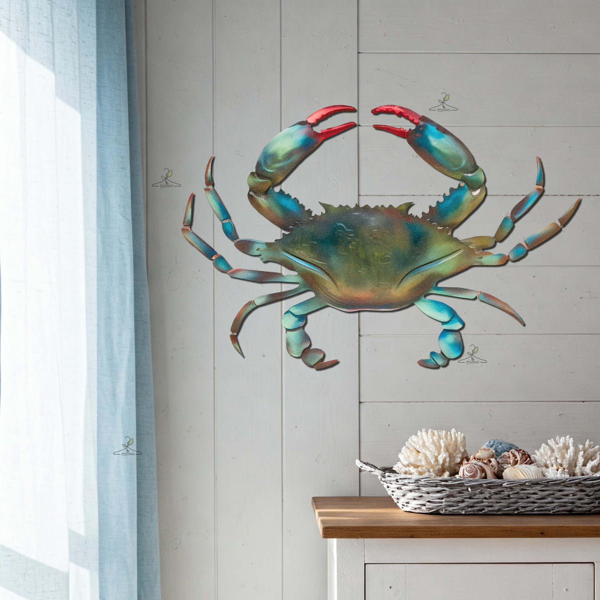 Blue Crab Metal Wall Art – Coastal Beach House Sign, Gift For Beach Lover